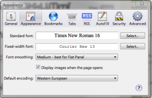 Safari Font Settings